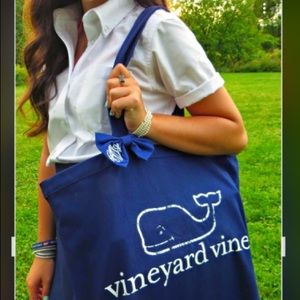 {Vineyard Vines} Canvas Tote | Large Shoulder Beach Bag | “EDSFTG” Navy Bag